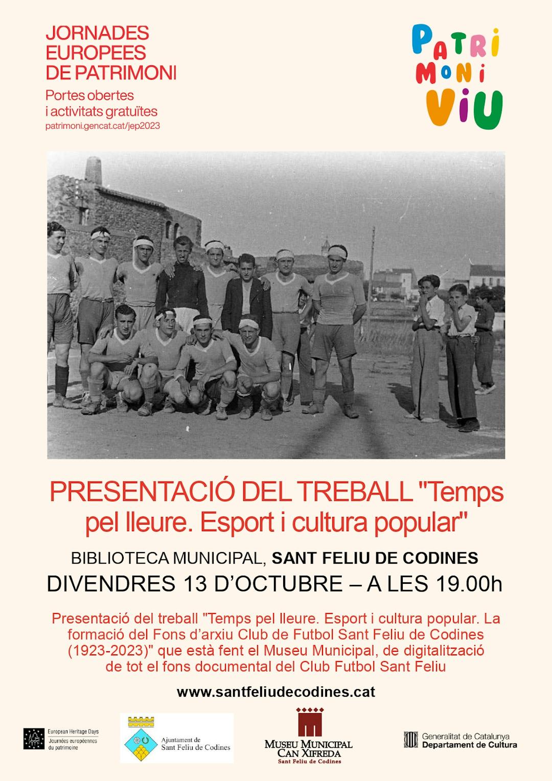 Presentació del treball "Temps pel lleure. Esport i cultura popular" - Jornades Europees del Patrimoni